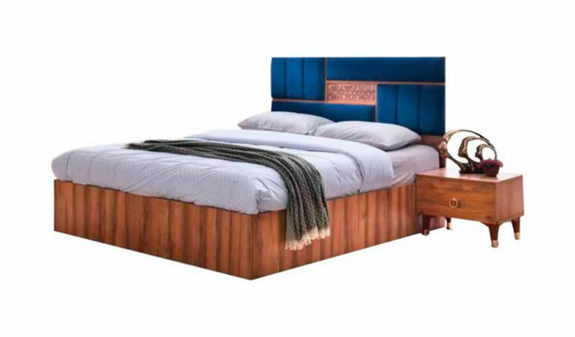 JVmoebel Bett Zweifarbig Bett Schlafzimmer Braun Blau Modern Design Rechtec günstig online kaufen