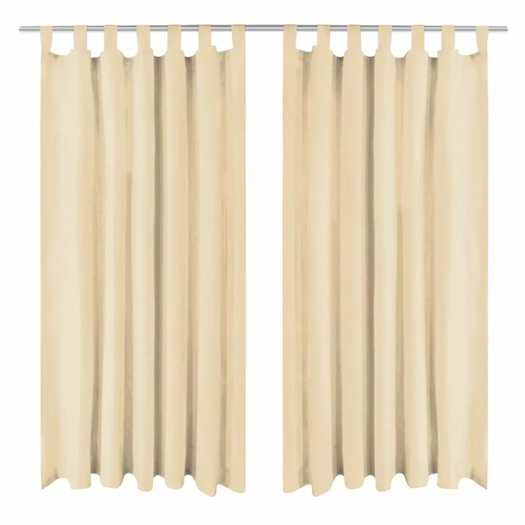 Vorhänge Aus Mikro-satin 2 Stk. Mit Schlaufen 140ã175 Cm Beige günstig online kaufen