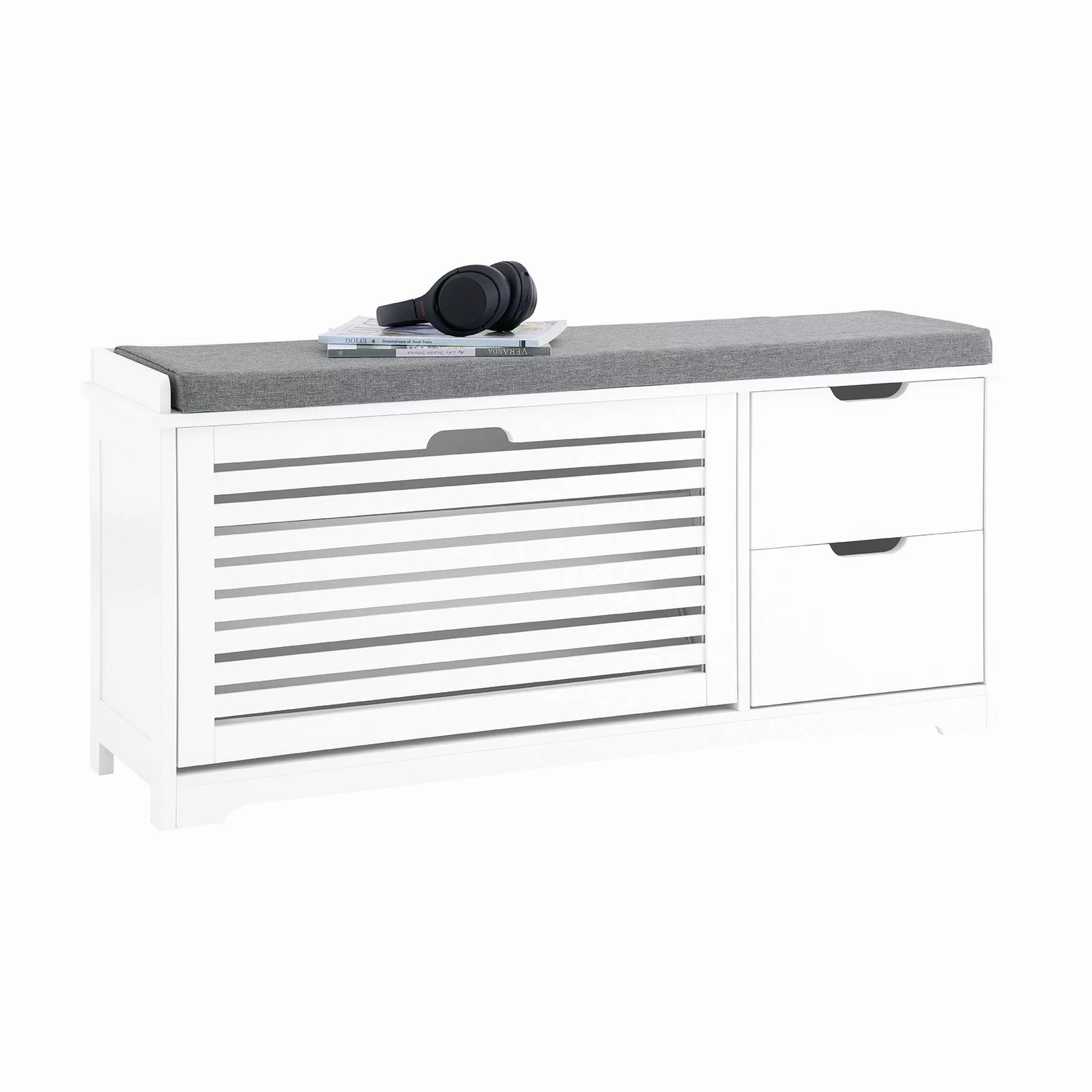 SoBuy Schuhkipper Schuhbank mit 1 Klappe und 2 Schubladen Sitzbank FSR185-W günstig online kaufen