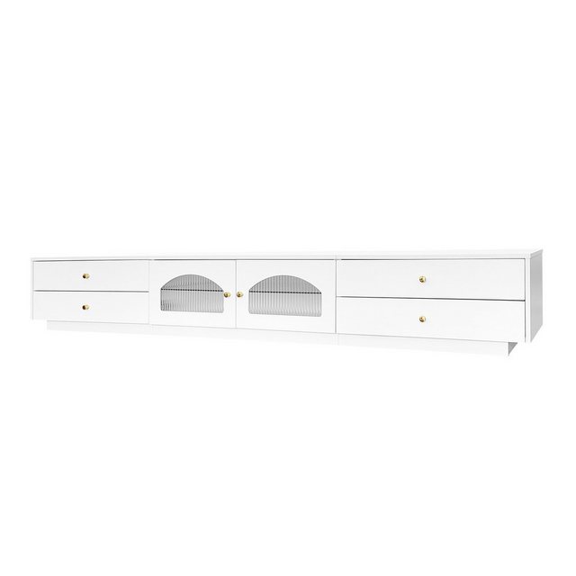 HAUSS SPLOE TV-Schrank 220x40x33cm mit 4 Schubladen 2 Glastüren mit Glasfac günstig online kaufen