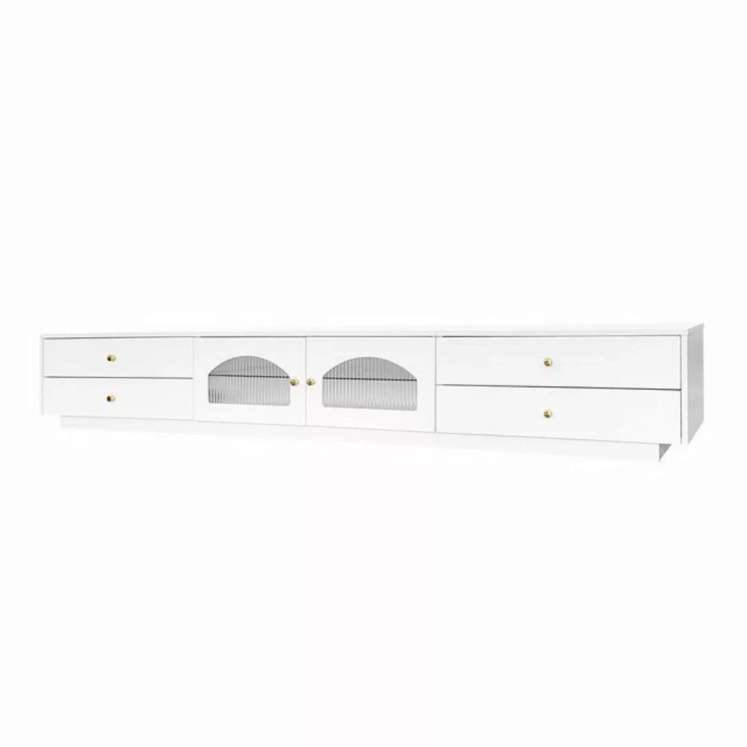 HAUSS SPLOE TV-Schrank 220x40x33cm mit 4 Schubladen 2 Glastüren mit Glasfac günstig online kaufen