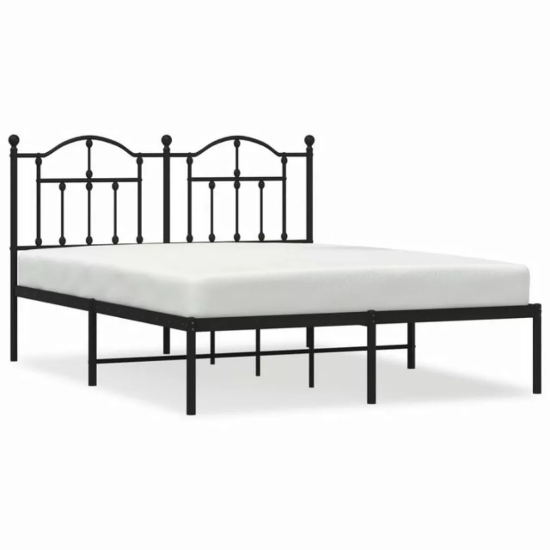 vidaXL Bettgestell Bettrahmen mit Kopfteil Metall Schwarz 140x190 cm Bett B günstig online kaufen