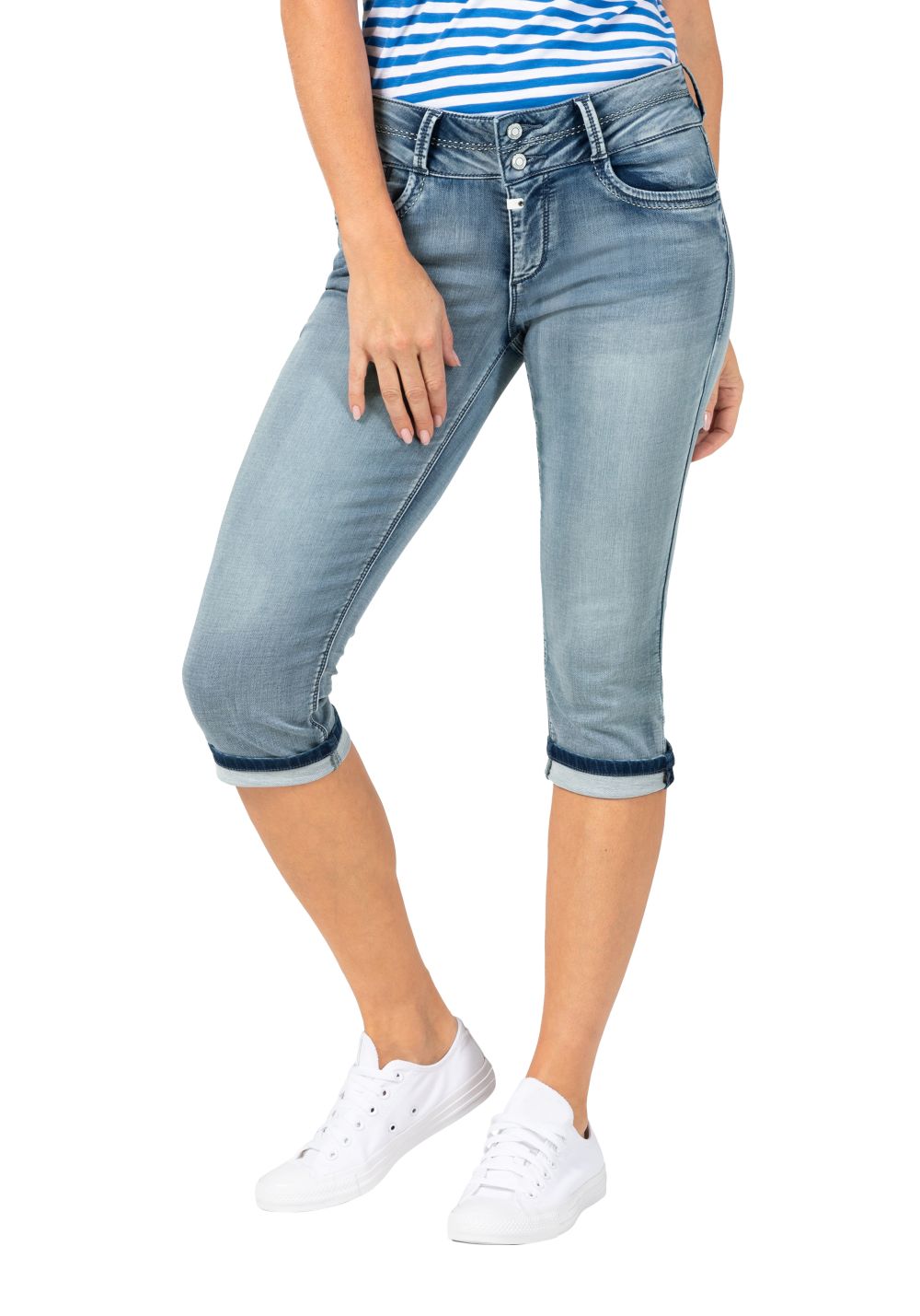 TIMEZONE Damen Bermuda SLIM ENYATZ 3/4 - Mid Waist - Slim Fit - Blau günstig online kaufen