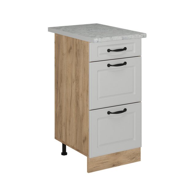 Vicco Unterschrank R-Line, Weiß Landhaus/Goldkraft Eiche, 40 cm mit Schubla günstig online kaufen