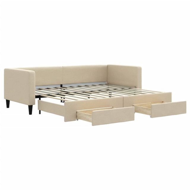 vidaXL Bett Tagesbett Ausziehbar mit Schubladen Creme 80x200 cm Stoff günstig online kaufen