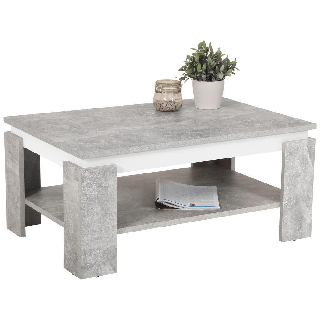 Couchtisch Tim II Beton weiß Nachbildung B/H/T: ca. 90x41x60 cm günstig online kaufen