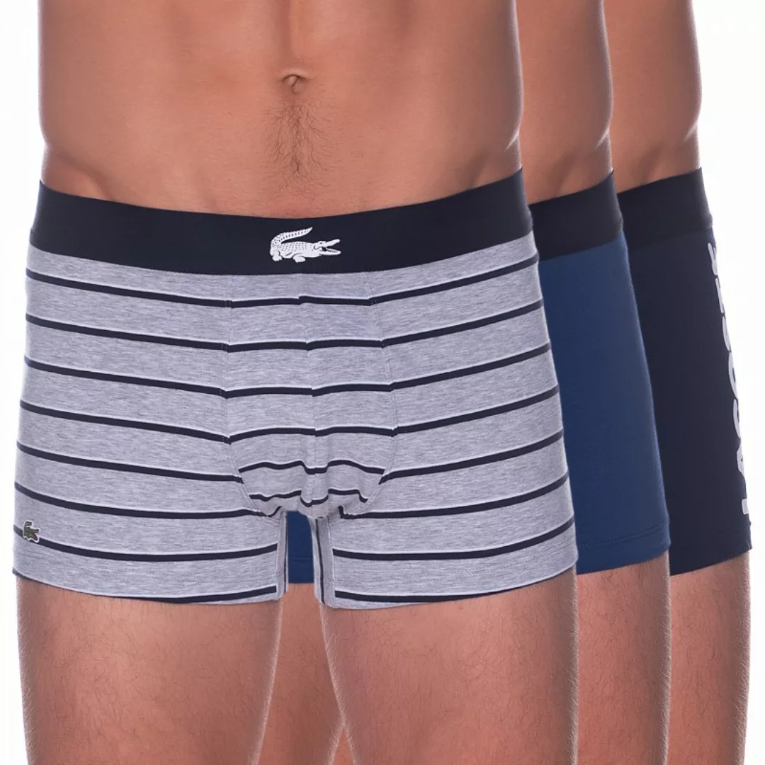 Lacoste 3-er Set Trunks Blau, Grau Gestreift & Petrol günstig online kaufen