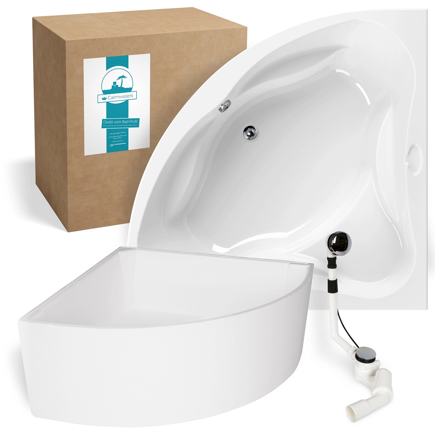 Calmwaters Eckbadewanne Original 140x140 cm Set Wannenträger & Ablaufgarnit günstig online kaufen