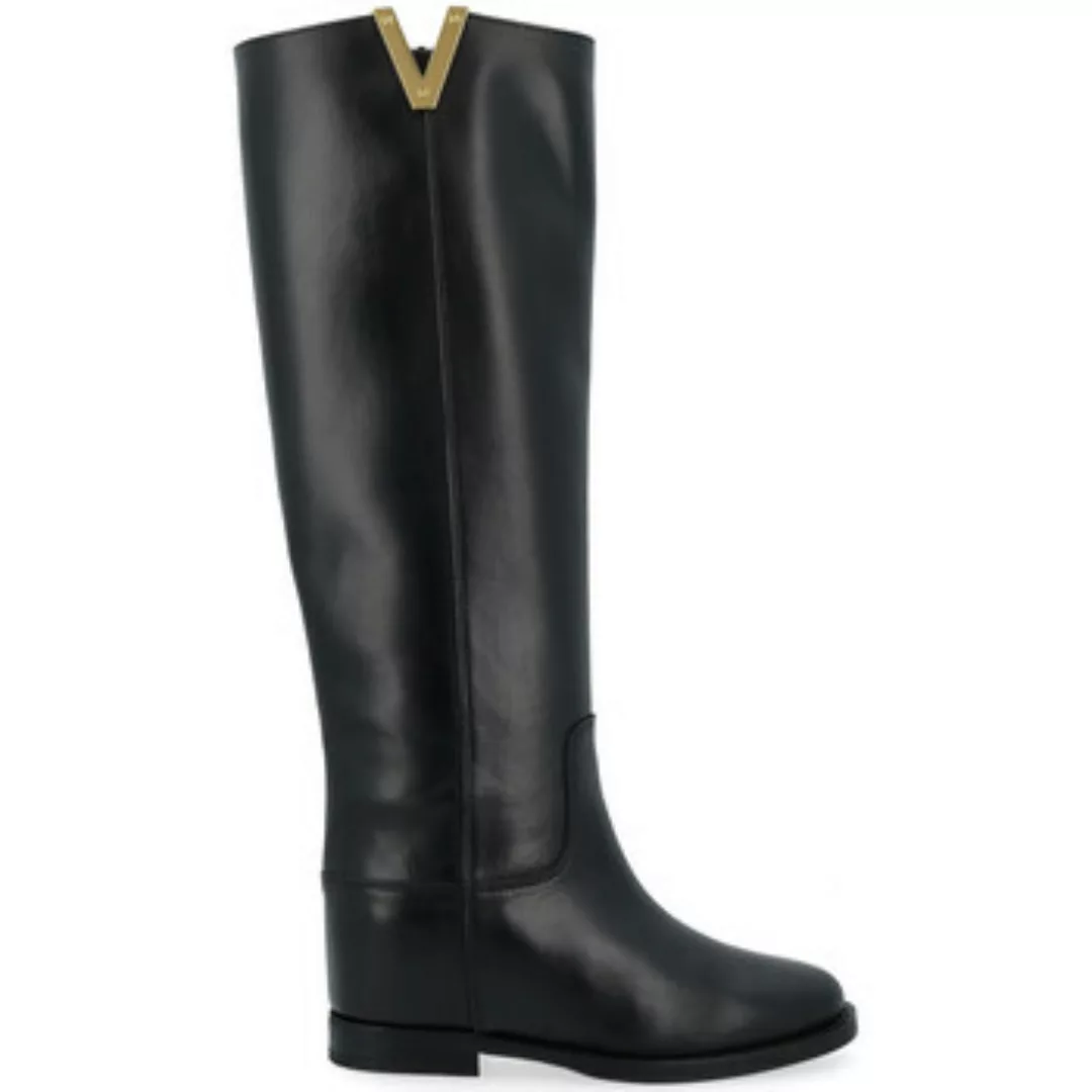 Via Roma 15  Damenstiefel Stiefel schwarzes Leder V gold günstig online kaufen