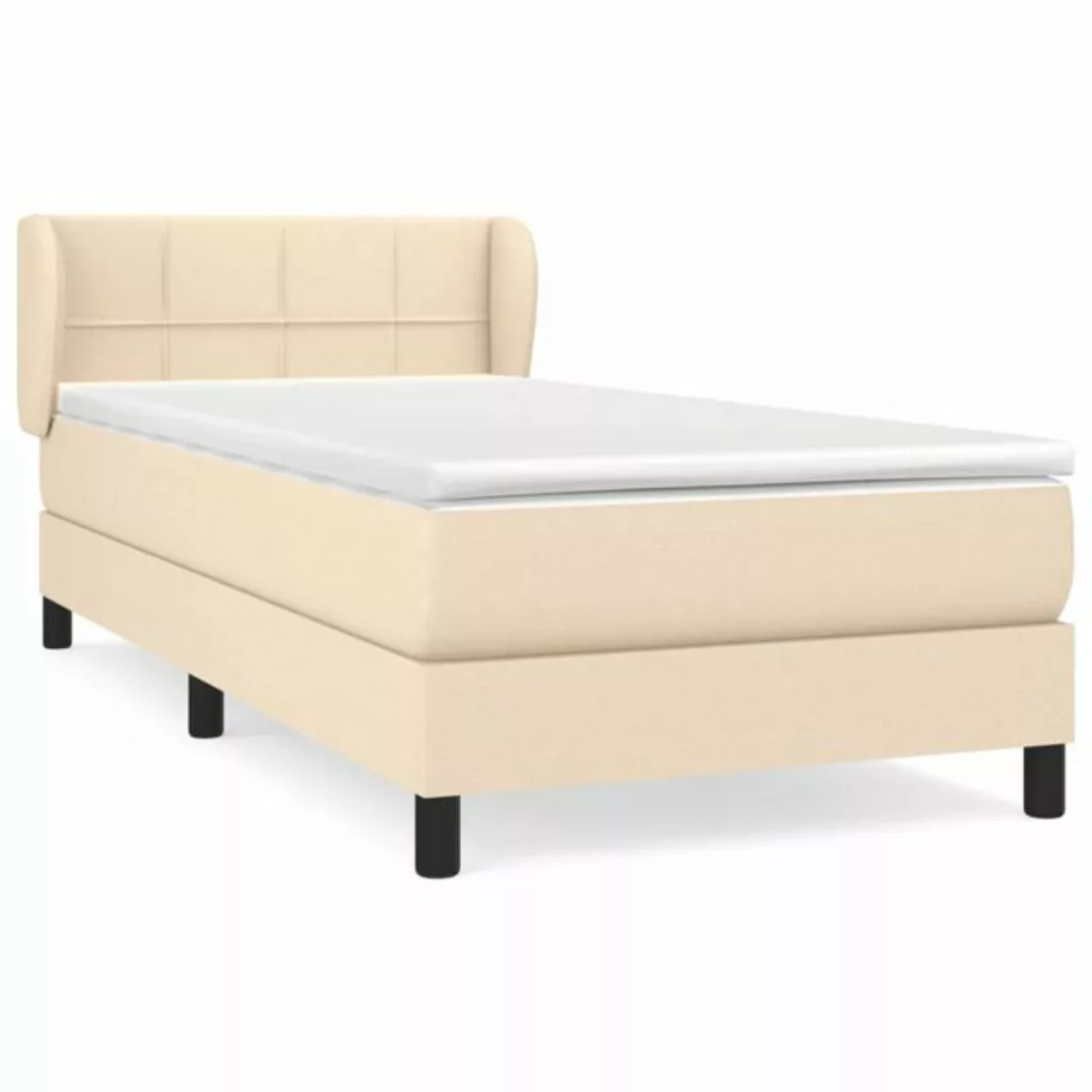 vidaXL Bettgestell Boxspringbett mit Matratze Creme 90x200 cm Stoff Bett Be günstig online kaufen