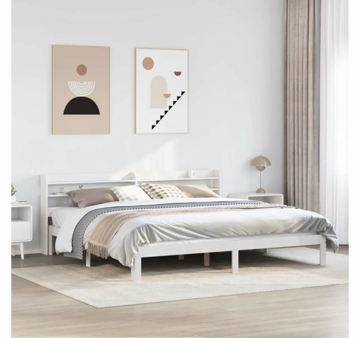 vidaXL Bett, Bettgestell mit Kopfteil ohne Matratze Weiß 180x200 cm günstig online kaufen