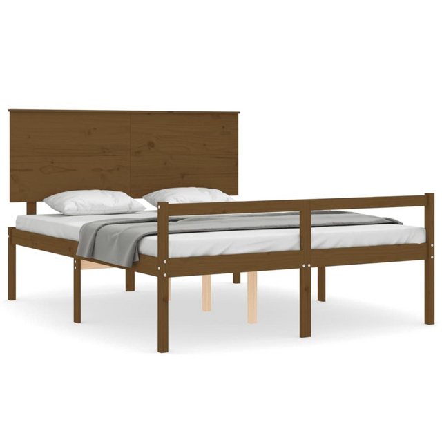 vidaXL Bett Seniorenbett mit Kopfteil Honigbraun Kingsize Massivholz günstig online kaufen