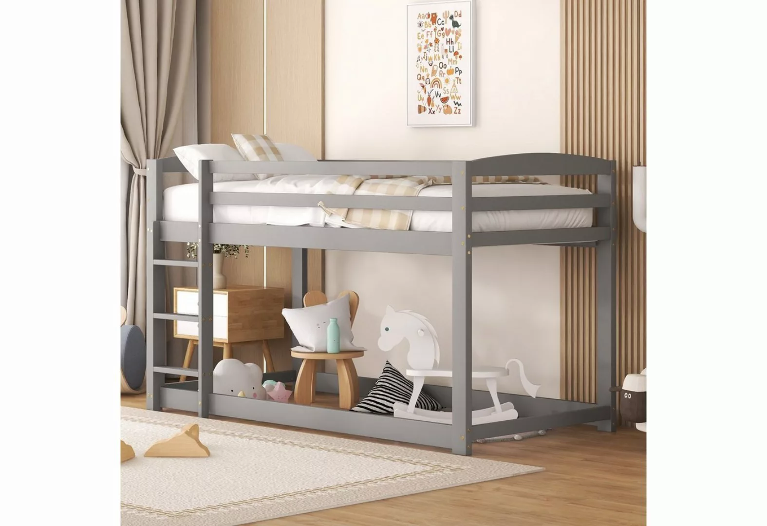 Odikalo Etagenbett Kinderbett Jugendbett Holzbett mit/ohne Rutsche 90x200 W günstig online kaufen