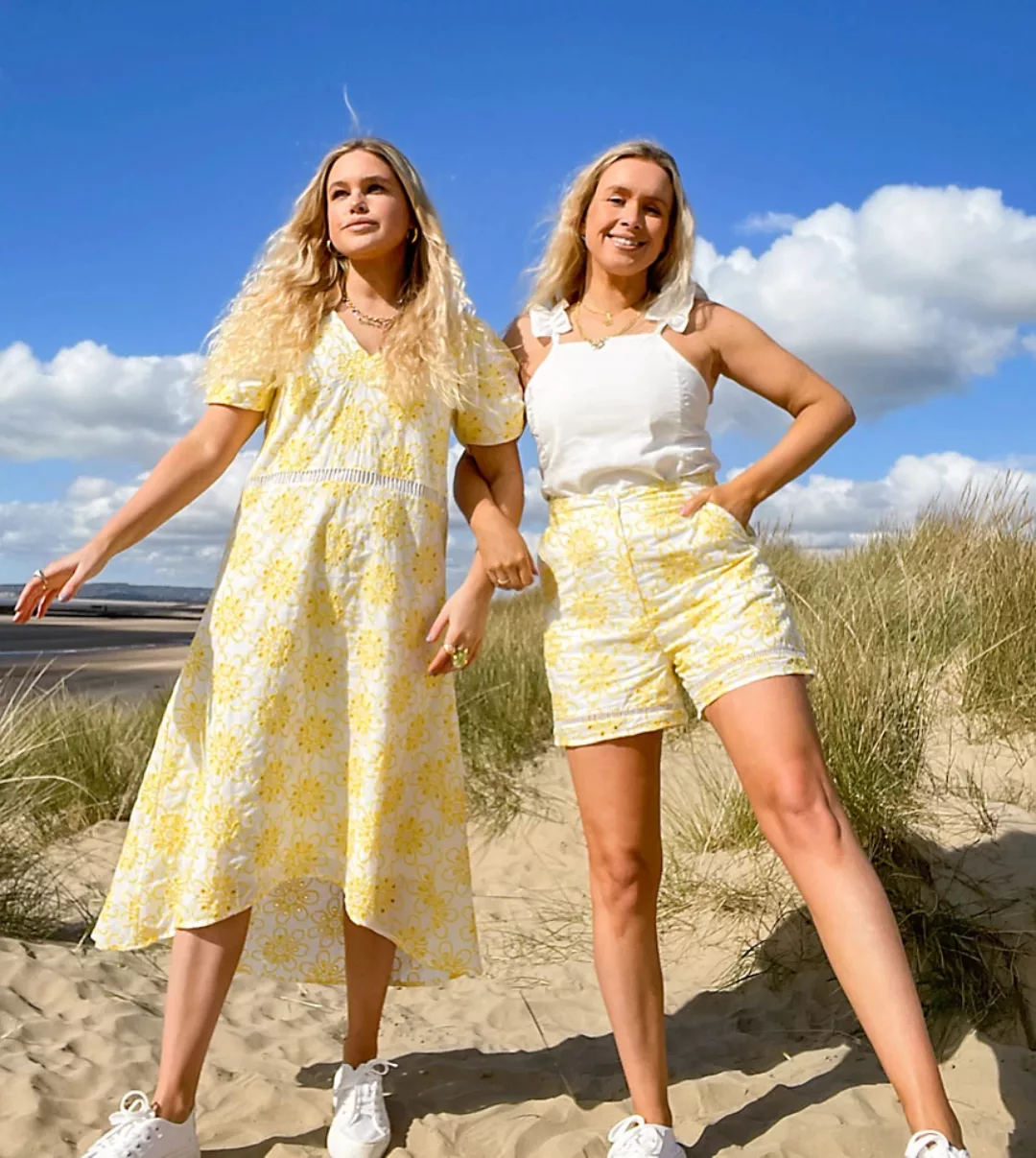 Labelrail x Olivia & Alice – Midi-Hängerkleid mit Besatzeinsatz und Lochsti günstig online kaufen