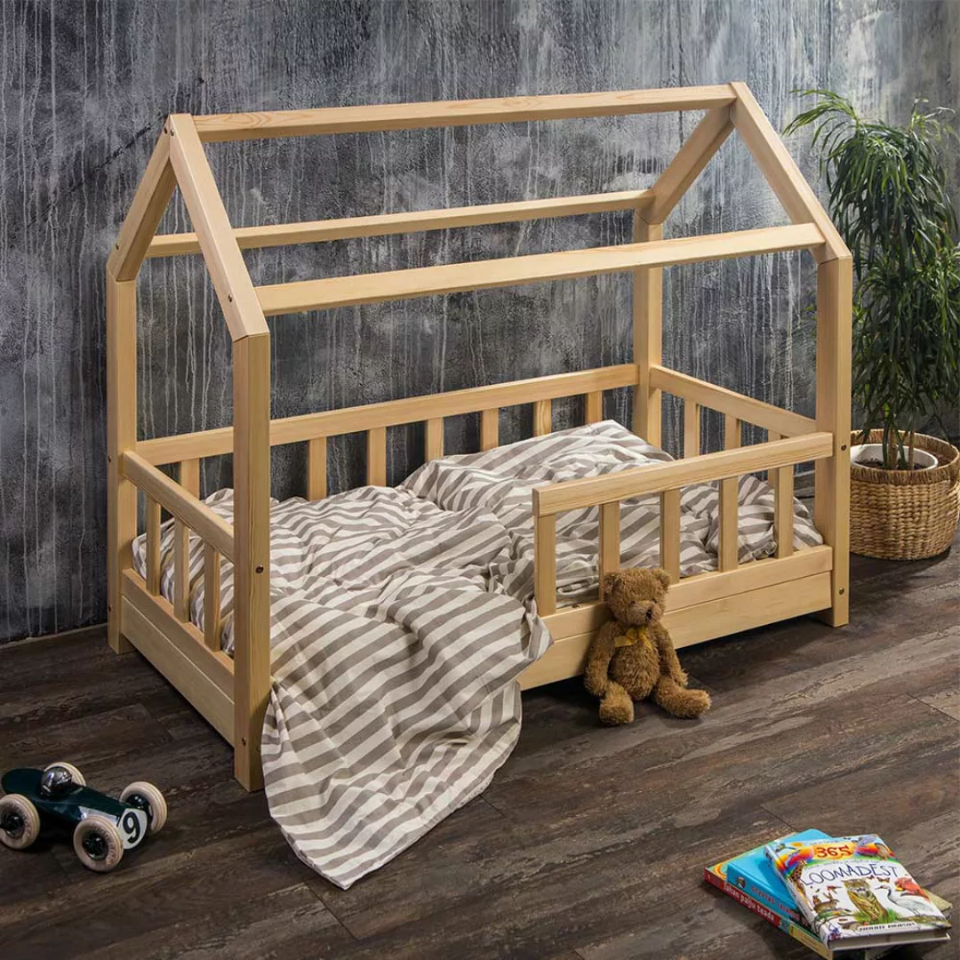 Kinderbett Hausform aus Kiefer Massivholz lackiert günstig online kaufen