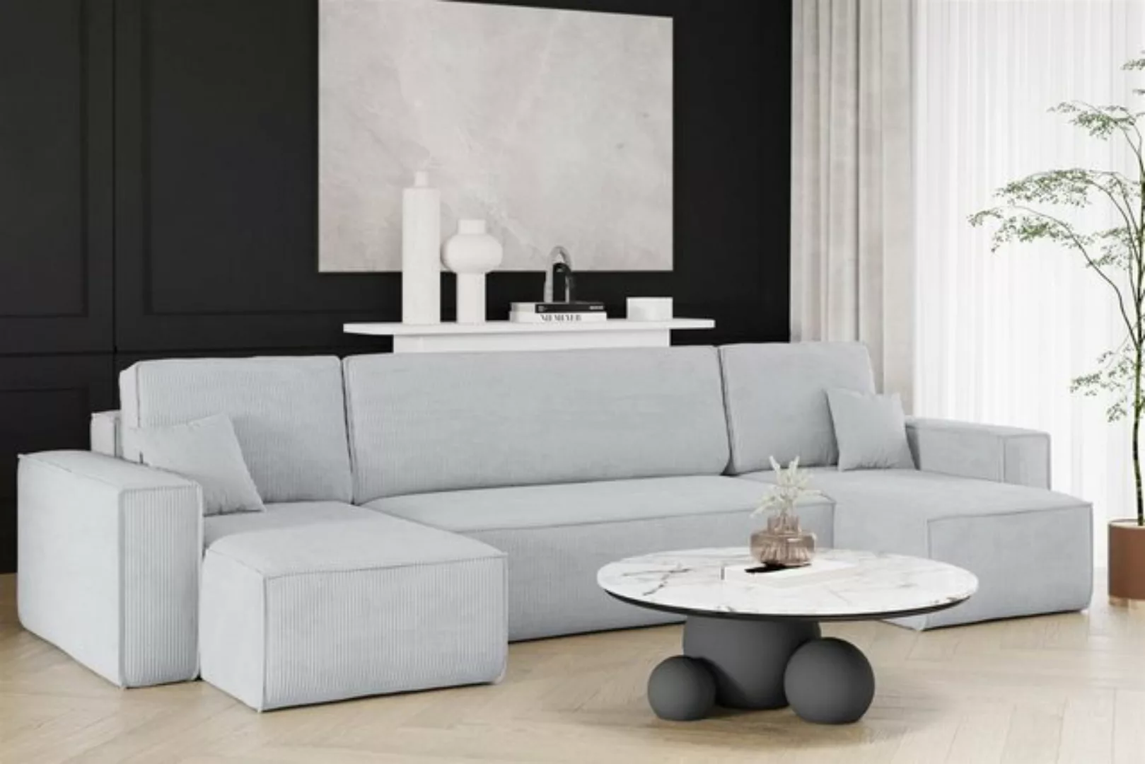 Fun Möbel Wohnlandschaft Wohnlandschaft Sofa Schlafsofa MARIS in Stoff Poso günstig online kaufen