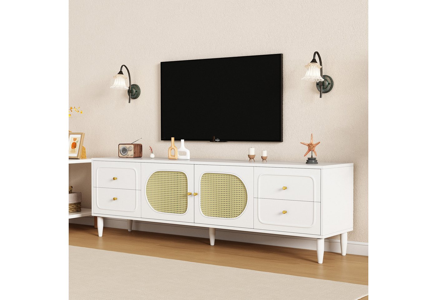 HAUSS SPLOE TV-Schrank 180x40x56.5 cm mit 4 Schubladen, 2 Türen für bis zu günstig online kaufen