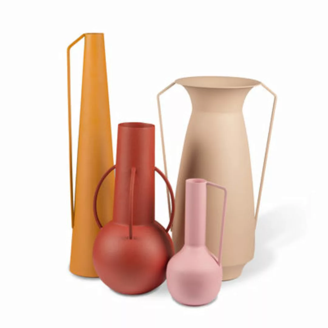 Vase Roman metall rosa bunt / 4er Set - Metall (nur zu Dekorationszwecken) günstig online kaufen