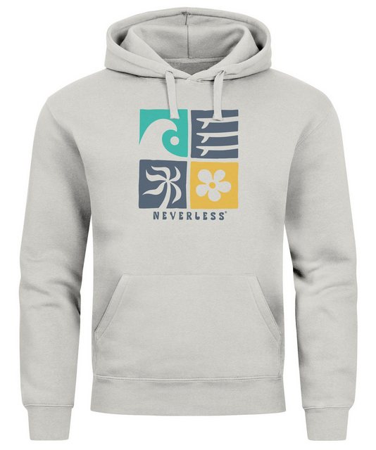 Neverless Hoodie Hoodie Herren Print Surfing Rückenaufdruck Icons Maritim günstig online kaufen