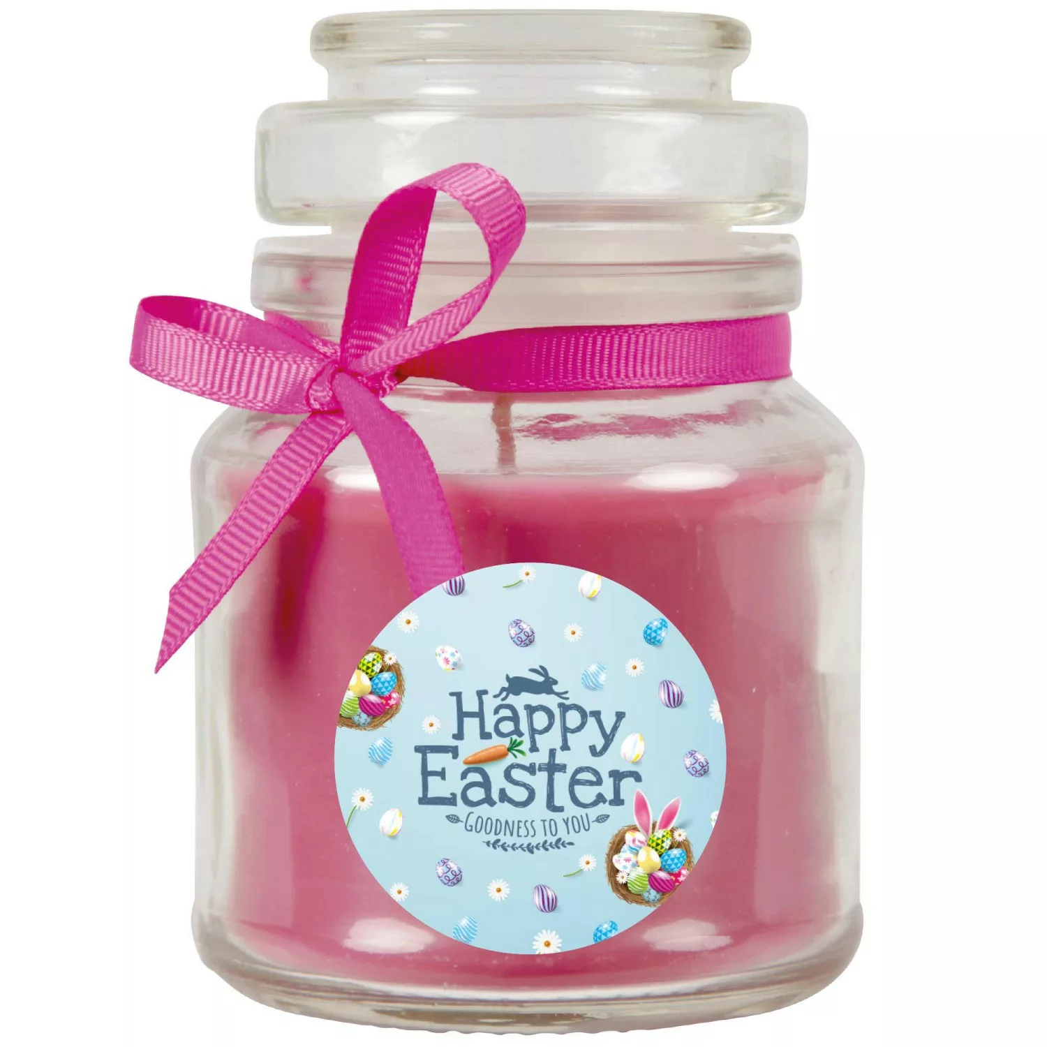 HS Candle Duftkerze & Glas Ostern Lila Bonbon 30h Happy Easter Hellblau günstig online kaufen