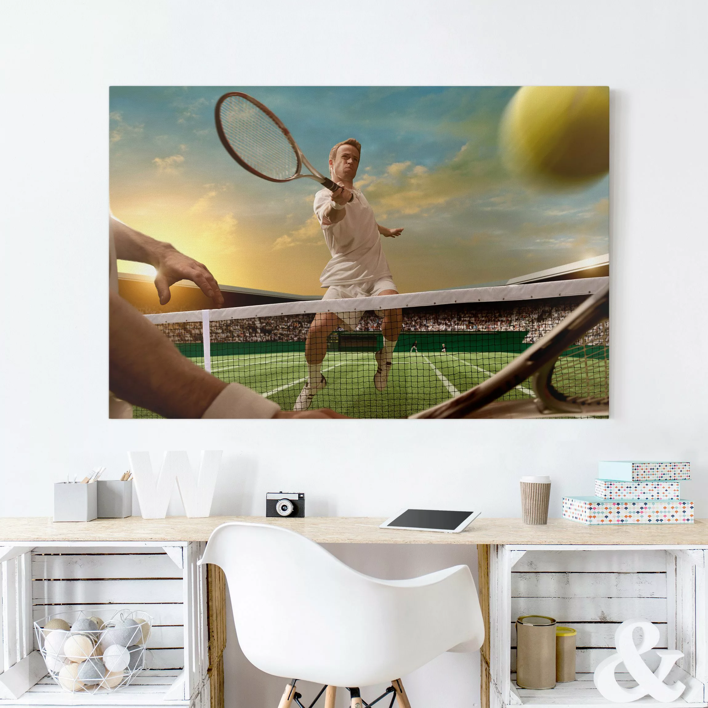 Leinwandbild Kinderzimmer - Querformat Tennis Player günstig online kaufen
