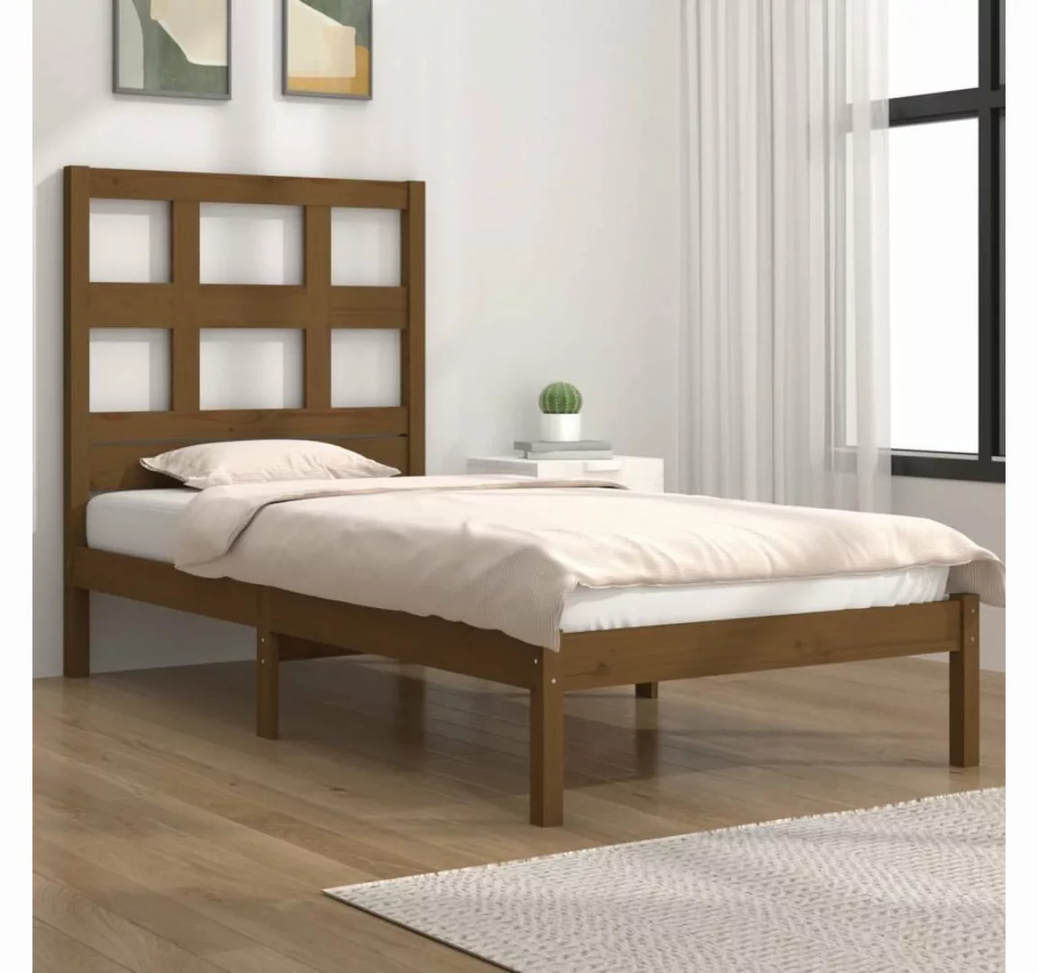 furnicato Bett Massivholzbett Honigbraun Kiefer 100x200 cm günstig online kaufen