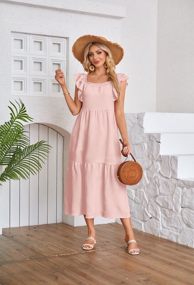 SEGUEN Sommerkleid Kleider mit fliegendem Ärmel und quadratischem Ausschnit günstig online kaufen