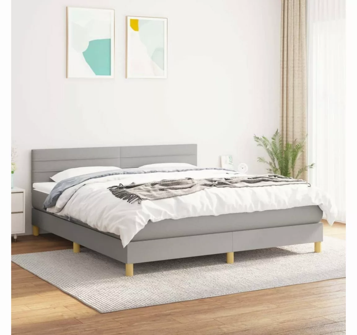 furnicato Bett Boxspringbett mit Matratze Hellgrau 180x200 cm Stoff günstig online kaufen