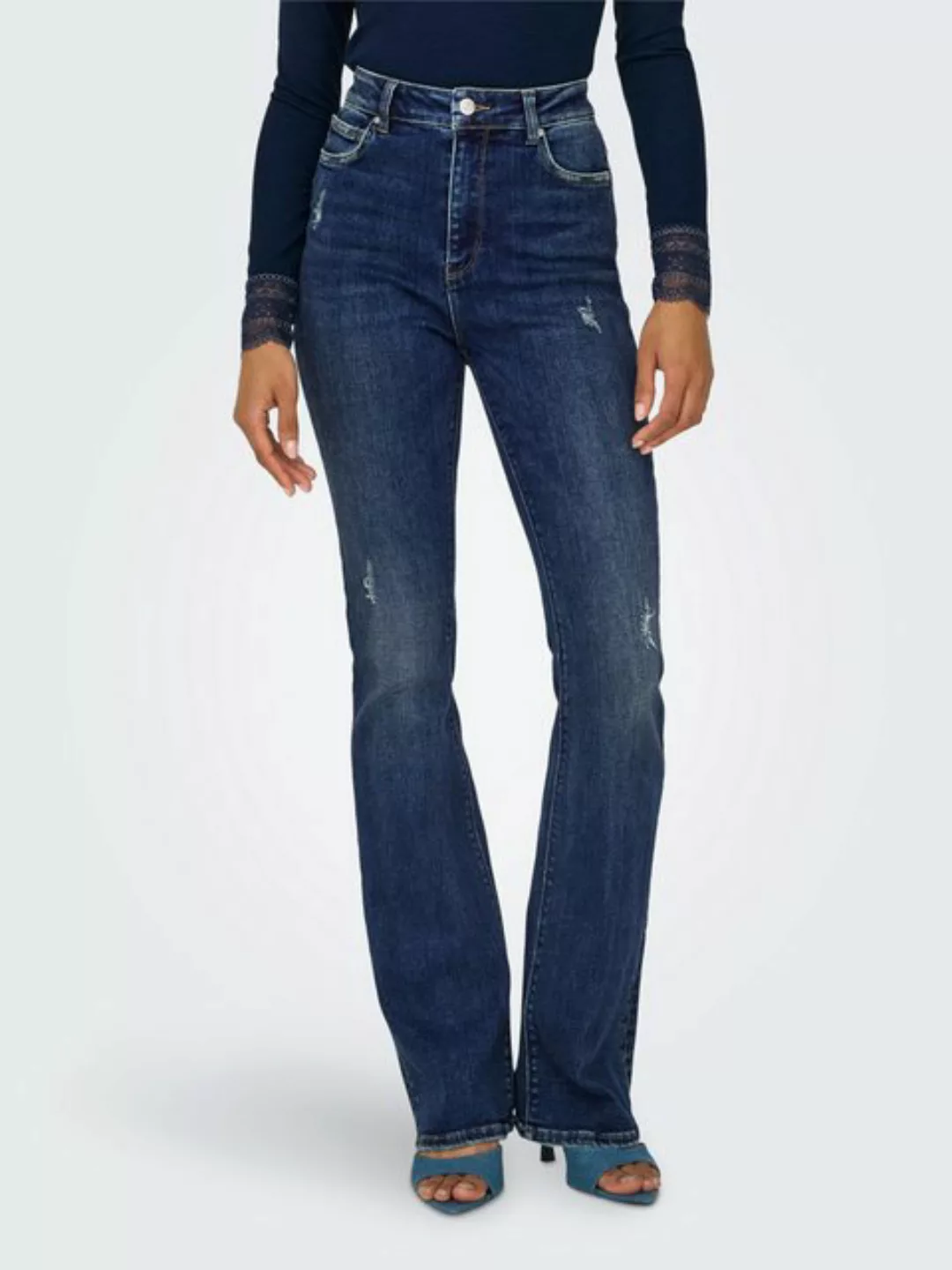 ONLY Bootcut-Jeans ONLMILA HW FLARED DNM BJ374 mit Destroyed Effekt günstig online kaufen