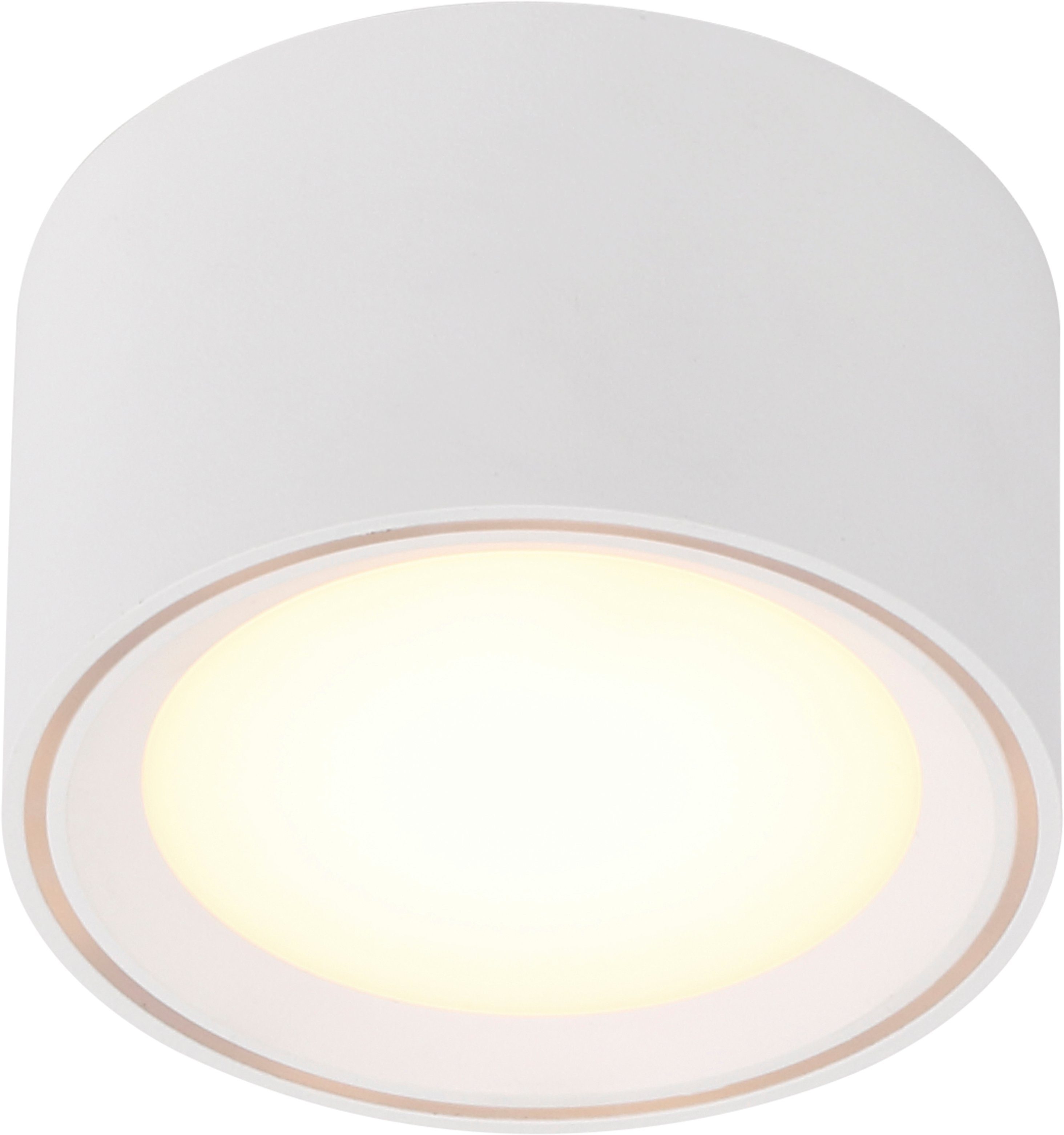 LED Aufbauleuchte Fallon weiß Ring in Stahl-gebürstet 100 mm günstig online kaufen