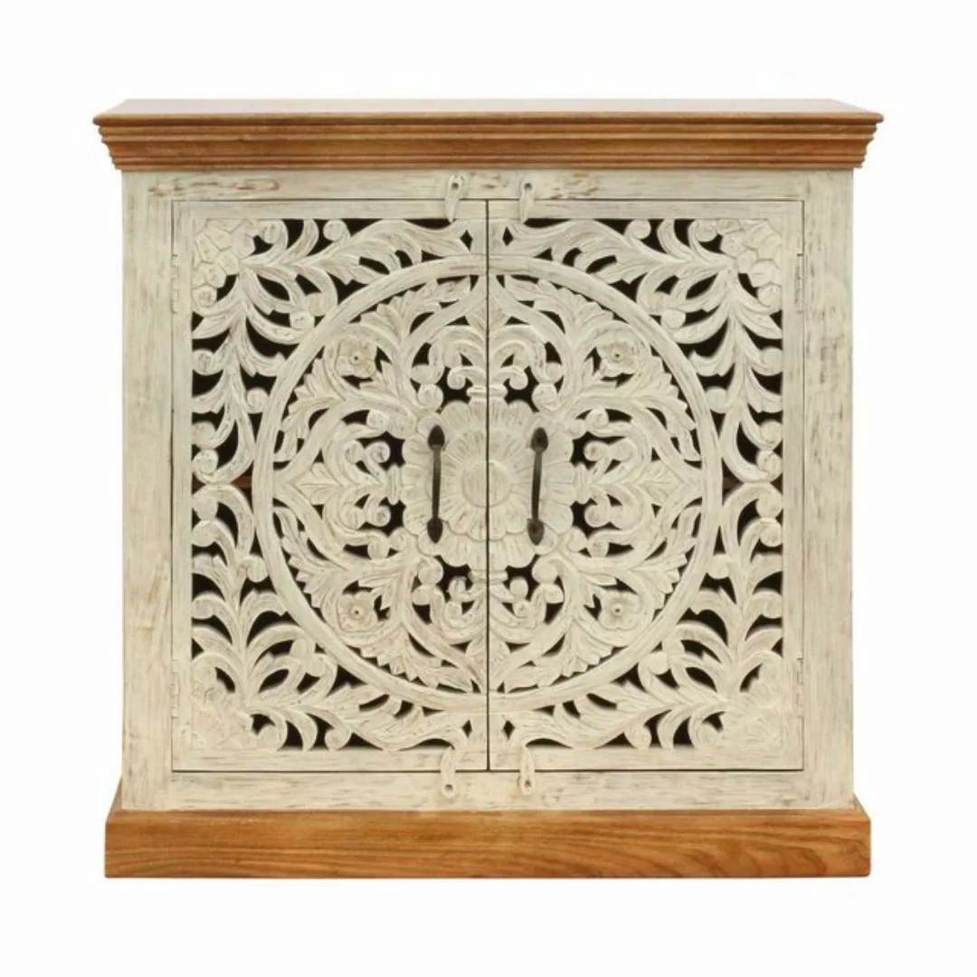 Oriental Galerie Unterschrank Sideboard Benisha Braun Weiß Indien 90 cm Kom günstig online kaufen