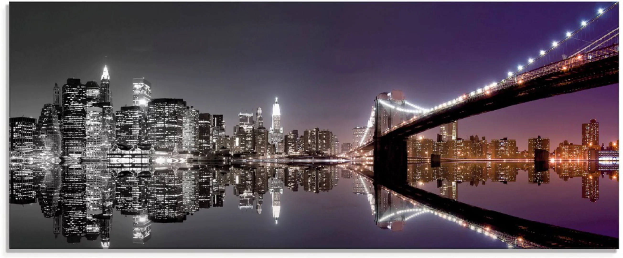 Artland Glasbild "New York Skyline nächtliche Reflektion", Amerika, (1 St.) günstig online kaufen