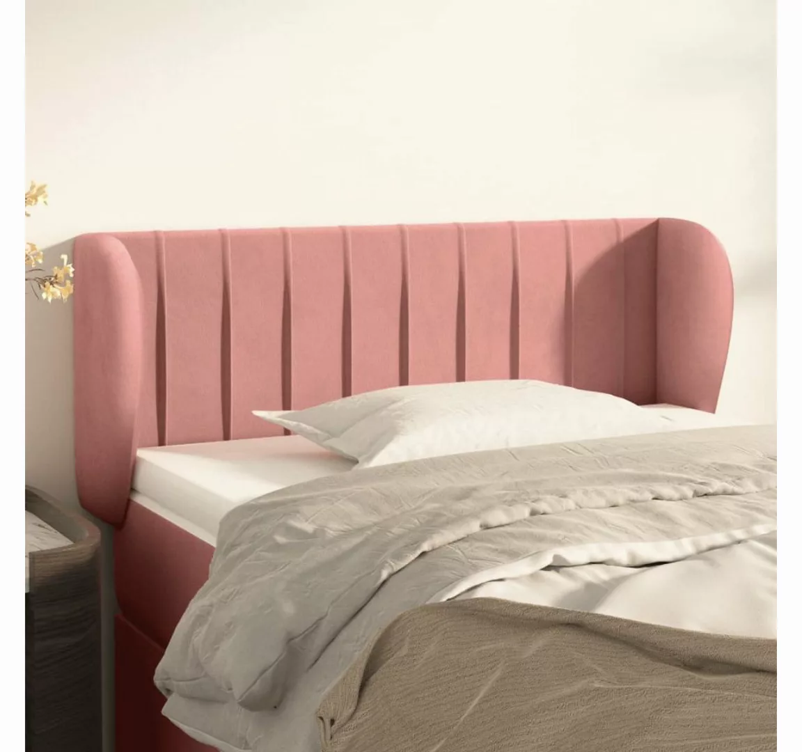 vidaXL Bett, Kopfteil mit Ohren Rosa 83x23x78/88 cm Samt günstig online kaufen