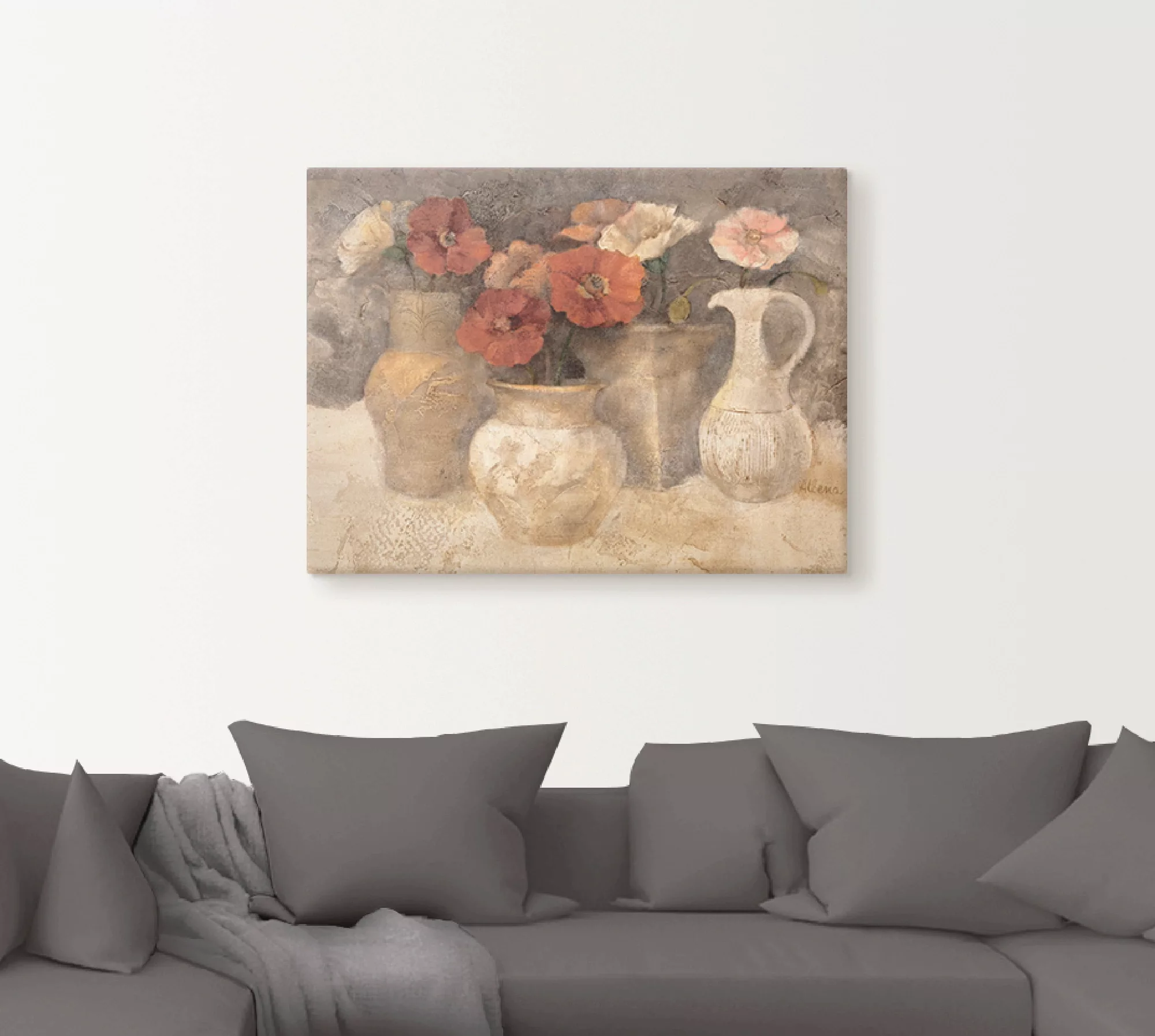 Artland Wandbild "Weißer Mohn", Vasen & Töpfe, (1 St.), als Leinwandbild, P günstig online kaufen