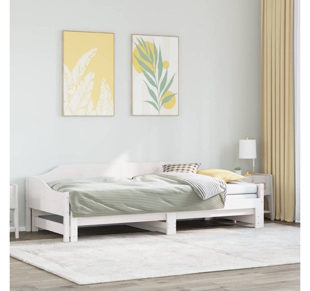 vidaXL Bett, Tagesbett Ausziehbar Weiß 80x200 cm Massivholz Kiefer günstig online kaufen