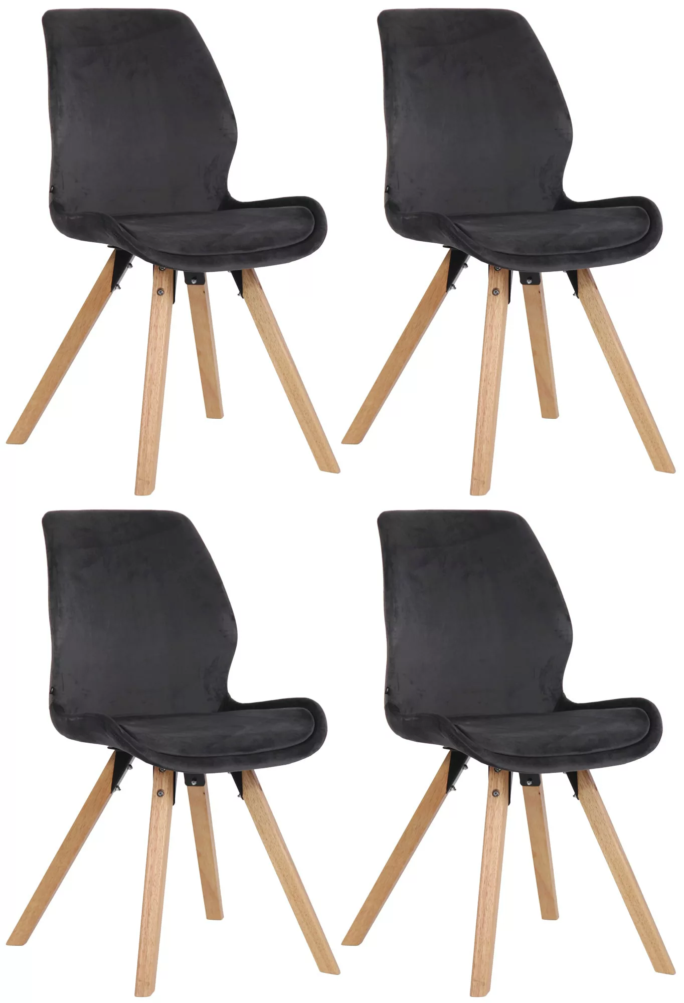 4er Set Stuhl Luna Samt Dunkelgrau günstig online kaufen