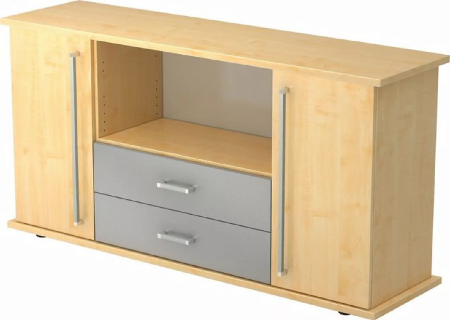 Aktenschrank Sideboard SB 2OH 2 Schübe BxTxH 166,1x44,8x84cm Griff CE Ahorn günstig online kaufen