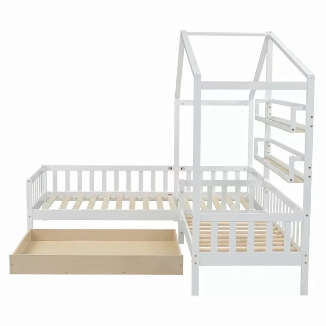 OKWISH Kinderbett Kinderbett, Hausbett, L-Struktur, Bett, Einzelbett (90x20 günstig online kaufen