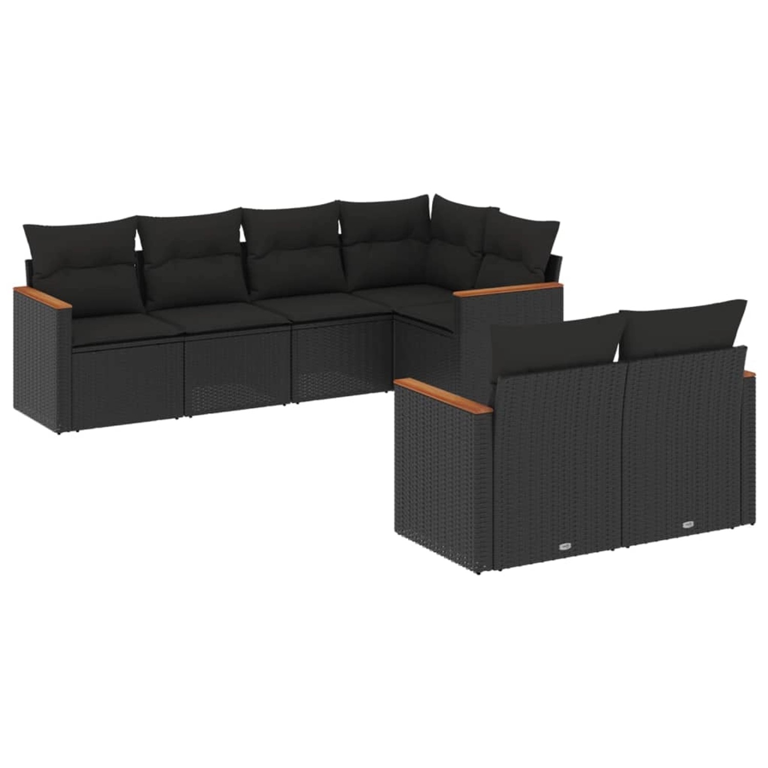 vidaXL 7-Tlg Garten-Sofagarnitur mit Kissen Schwarz Poly Rattan 3258541 günstig online kaufen