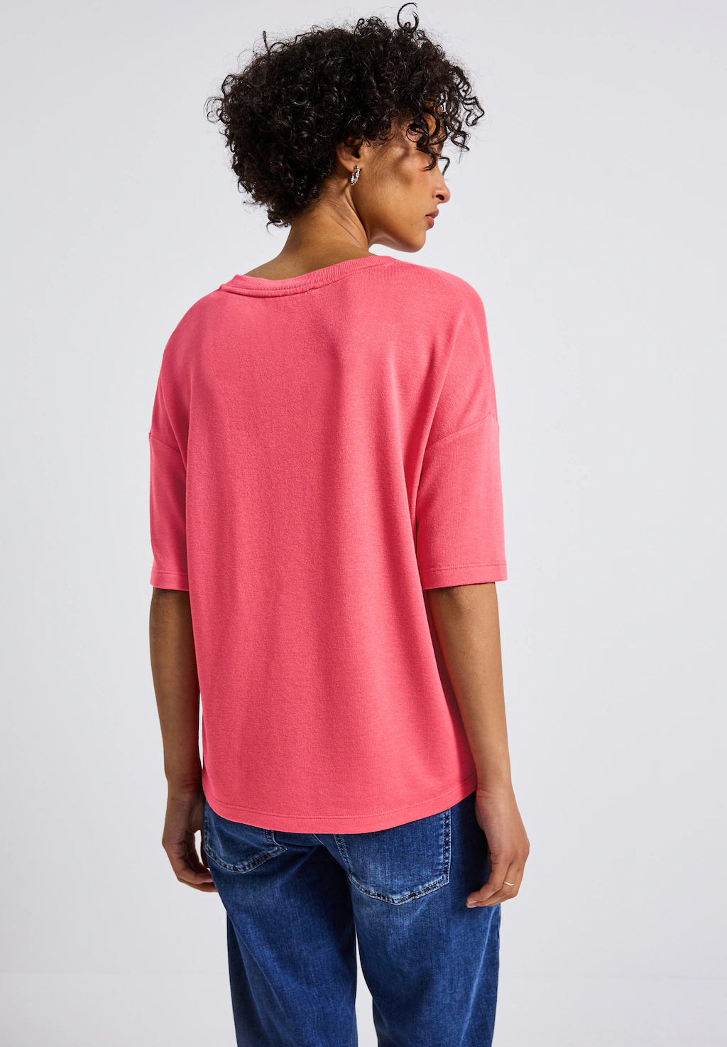 STREET ONE T-Shirt, mit V-Ausschnitt und im Strick-Look günstig online kaufen