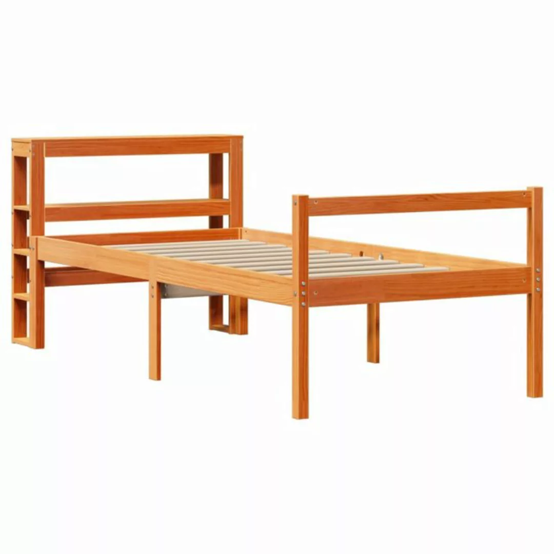 vidaXL Bett Bettgestell mit Kopfteil ohne Matratze Wachsbraun 75x190 cm günstig online kaufen