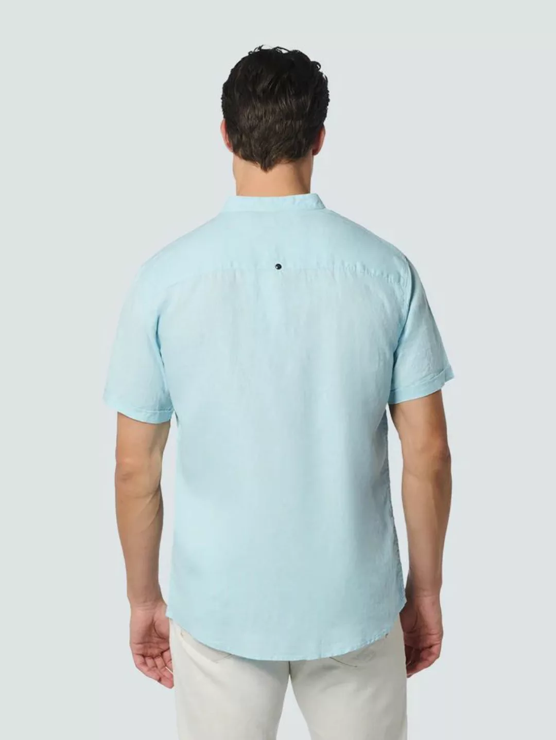 No Excess Short Sleeve Hemd Leinen Hellblau - Größe 3XL günstig online kaufen