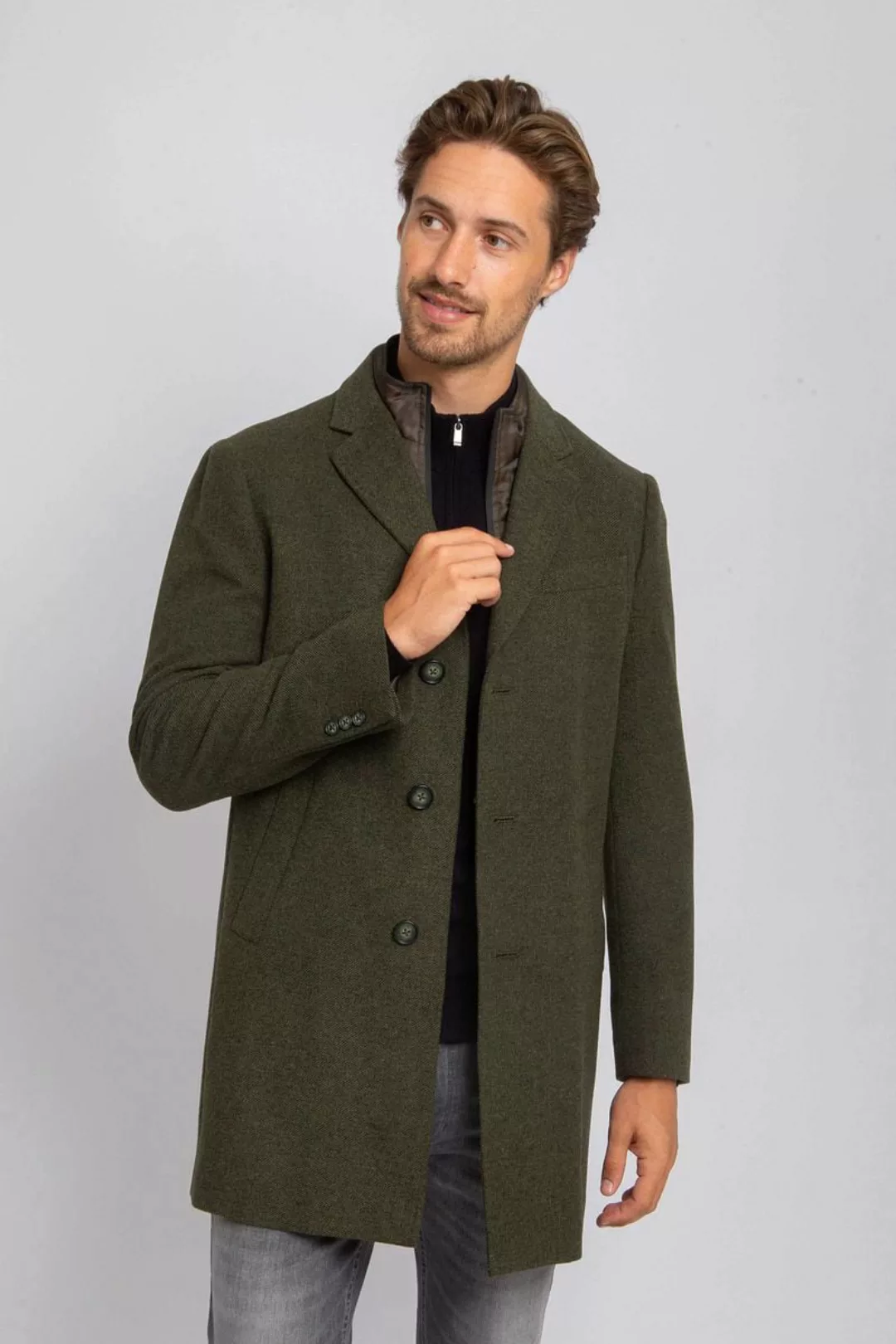 Suitable Coat Wolle Twill Dunkelgrün - Größe 54 günstig online kaufen