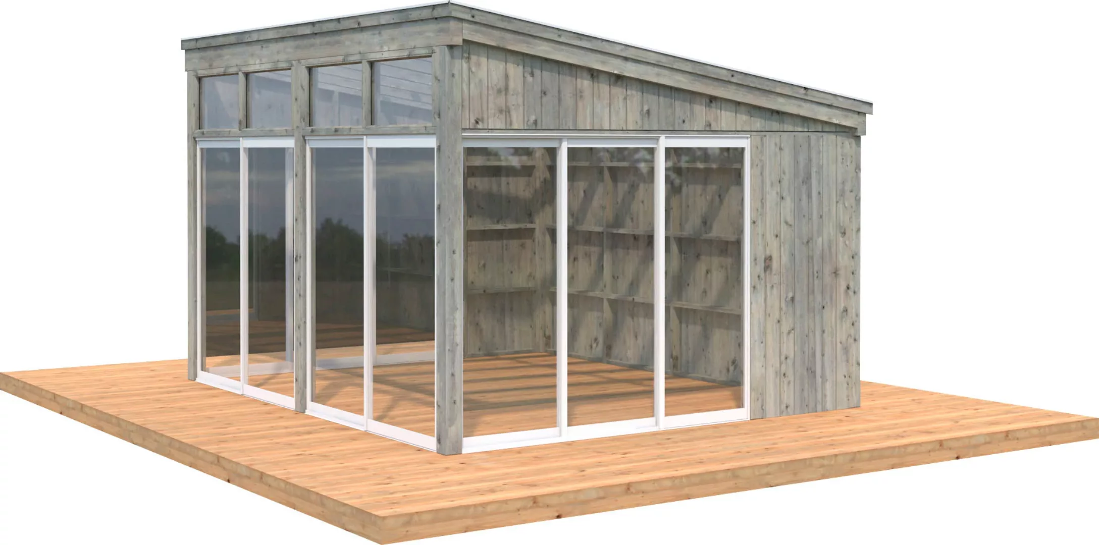 Palmako Holzpavillon "Nova", mit Doppelstegplatten, BxT: 432x376 cm, grau günstig online kaufen