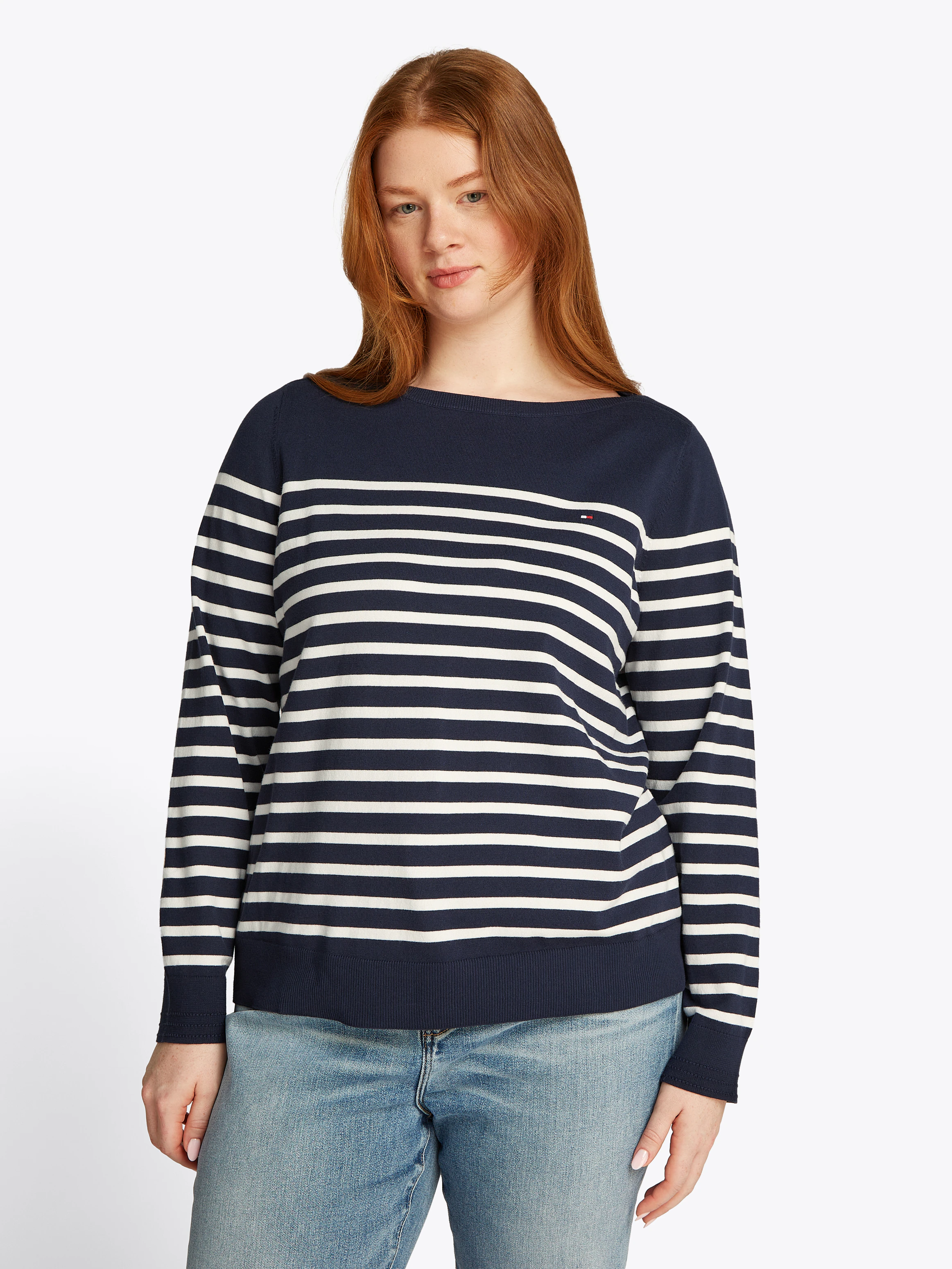 Tommy Hilfiger Curve Strickpullover "CRV CO JERSEY STITCH LS B-NK SWT", in günstig online kaufen