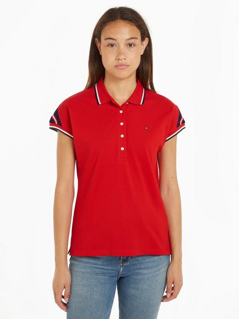 Tommy Hilfiger Poloshirt REG STRIPE SLV POLO CAP SLEEVE mit kontrastfarbene günstig online kaufen