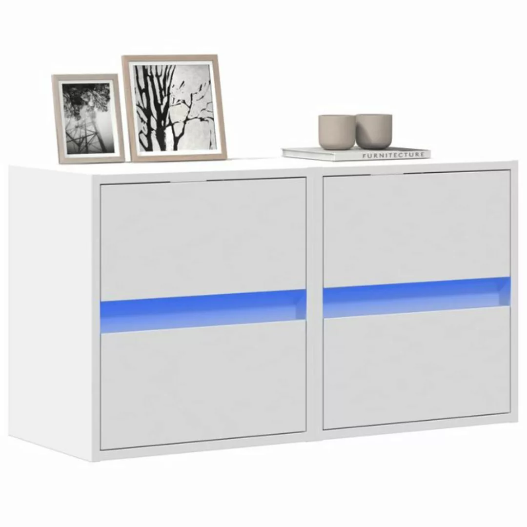 vidaXL TV-Schrank TV-Wandschränke mit LED-Beleuchtung 2 Stk. Weiß 41x31x45 günstig online kaufen