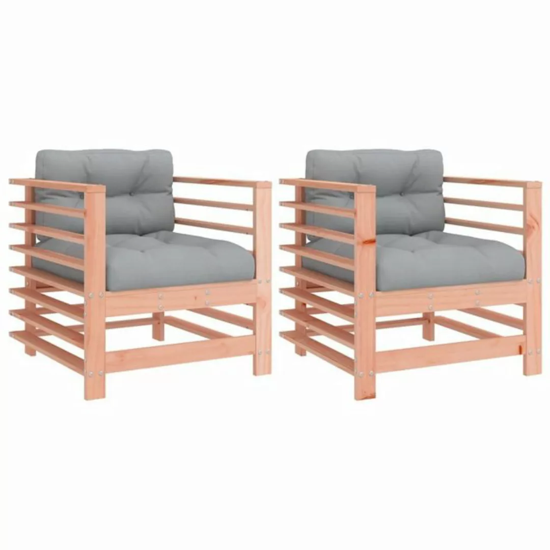 vidaXL Sofaelement Gartenstühle mit Kissen 2 Stk. Massivholz Douglasie (1 S günstig online kaufen