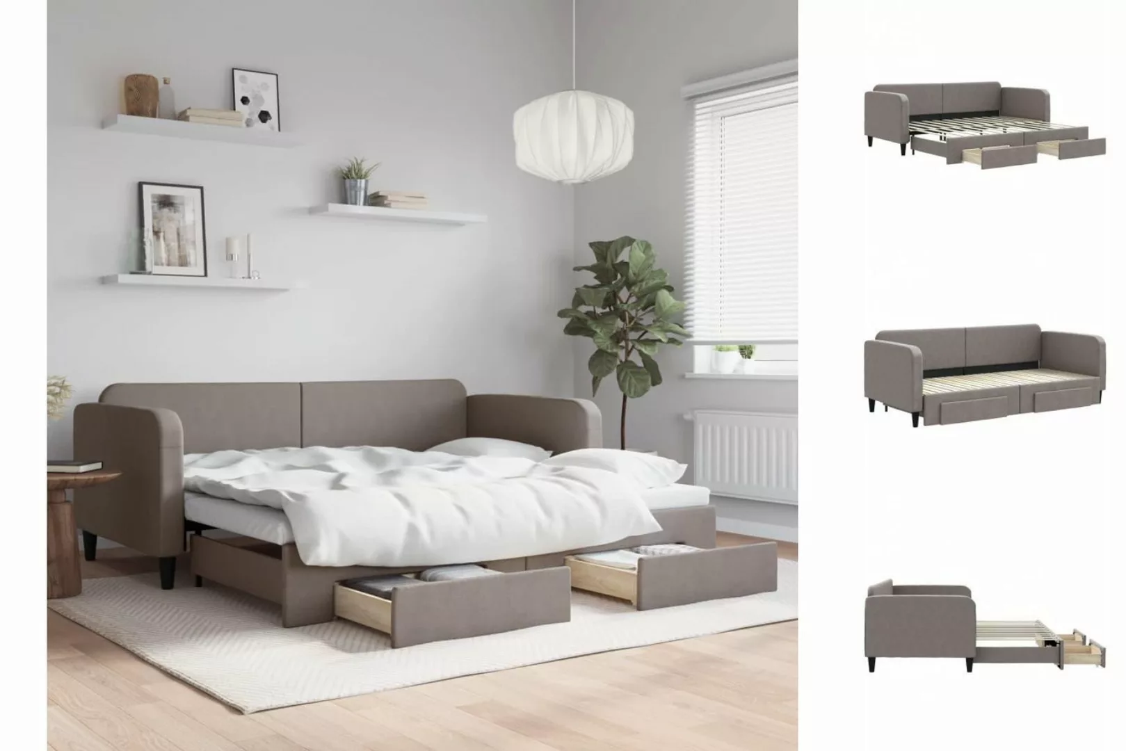 vidaXL Gästebett Gästebett Tagesbett Ausziehbar mit Schubladen Taupe 90x200 günstig online kaufen