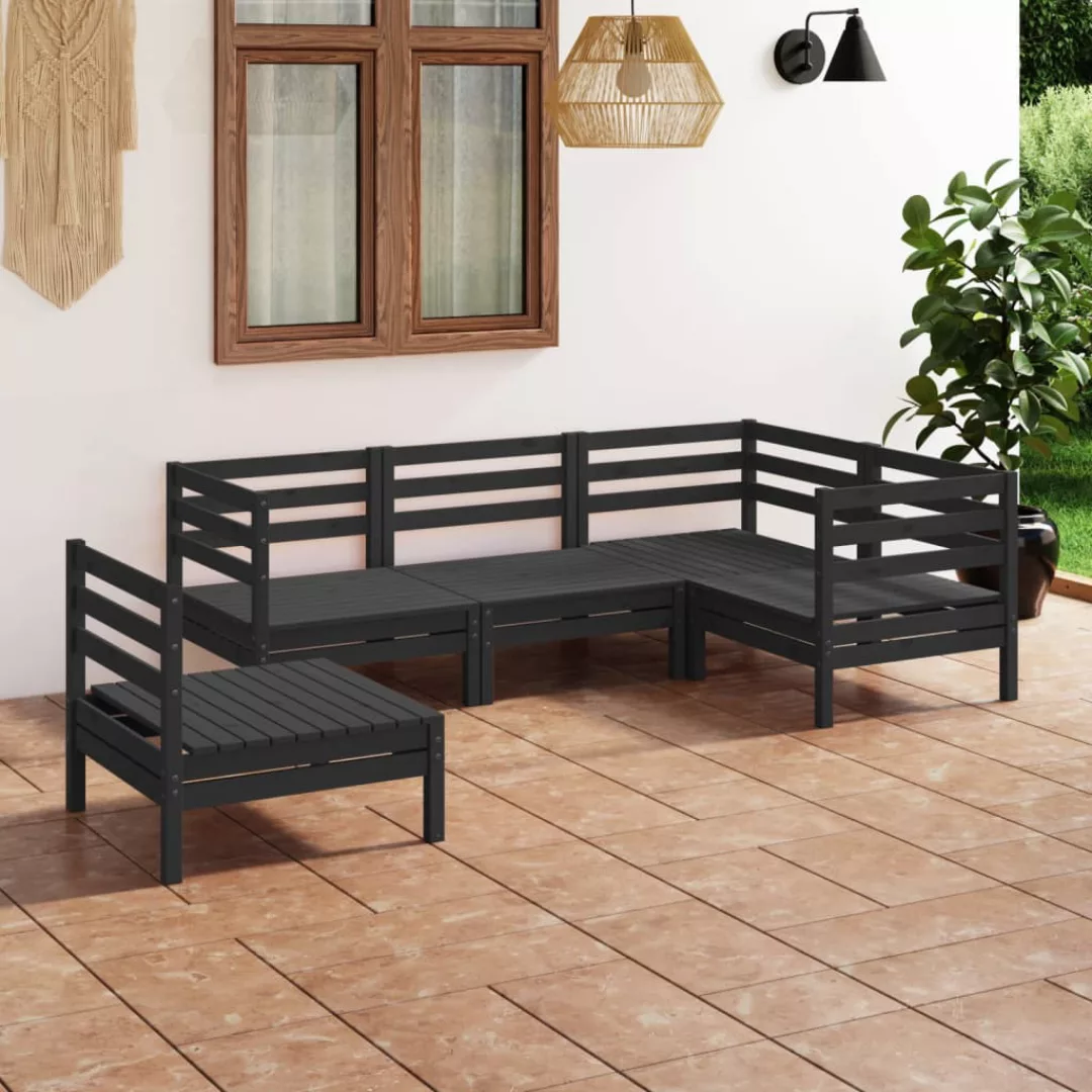 5-tlg. Garten-lounge-set Massivholz Kiefer Schwarz günstig online kaufen